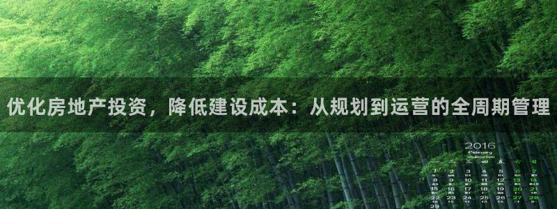 新宝5月：优化房地产投资，降低建设成本：从规划到运营的全周期