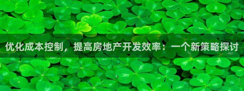 新宝5娱乐：优化成本控制，提高房地产开发效率：一个新策略探讨